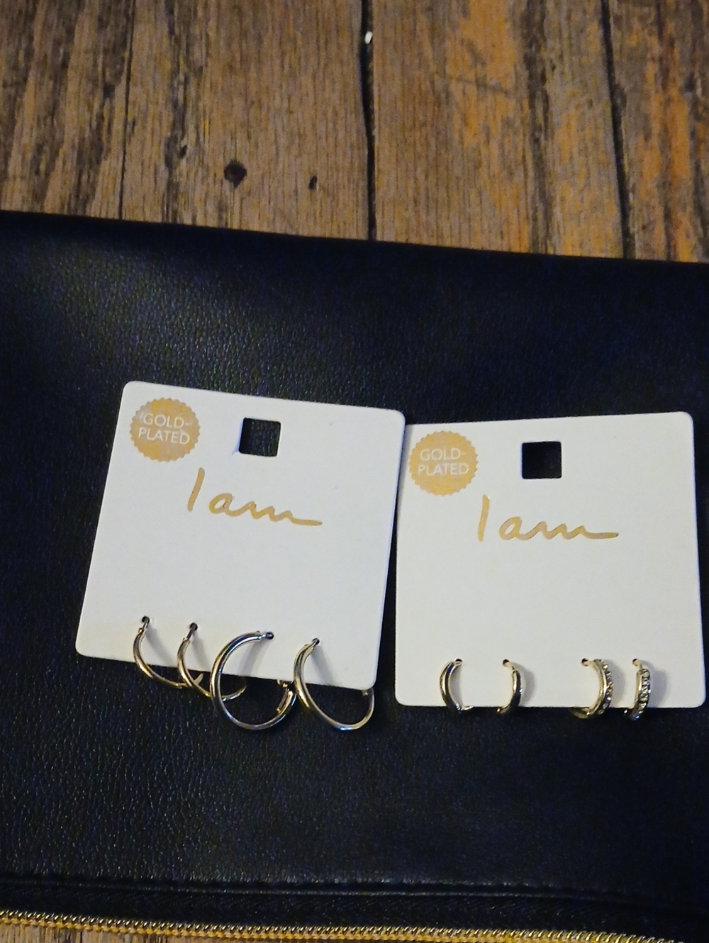 I Am Gold-Plated Hoop Earring Set - Gold 4 Pairs